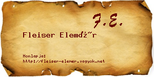 Fleiser Elemér névjegykártya